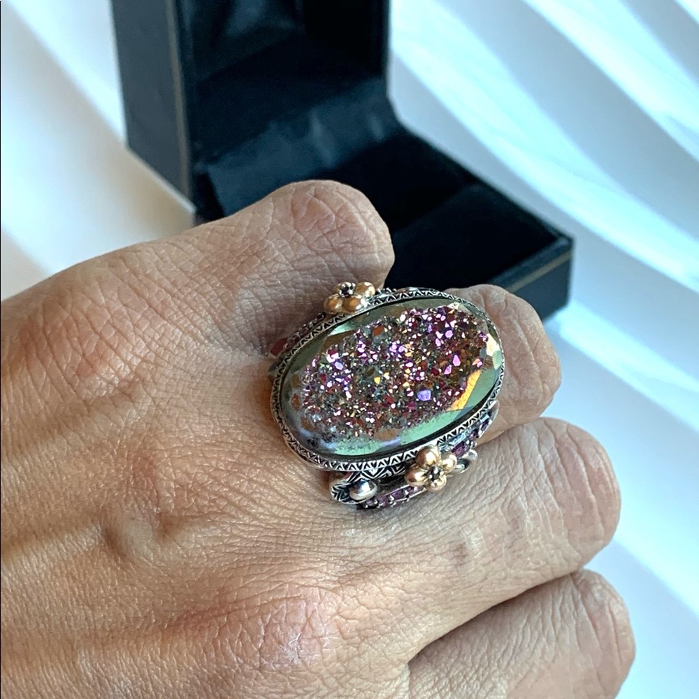 Barbara Bixby Druzy Sterling/18K ring